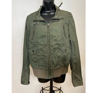 L.O.G.G by H&M Womens Zip-UP Cargo Jacket Long Sleeve Size 10 Green